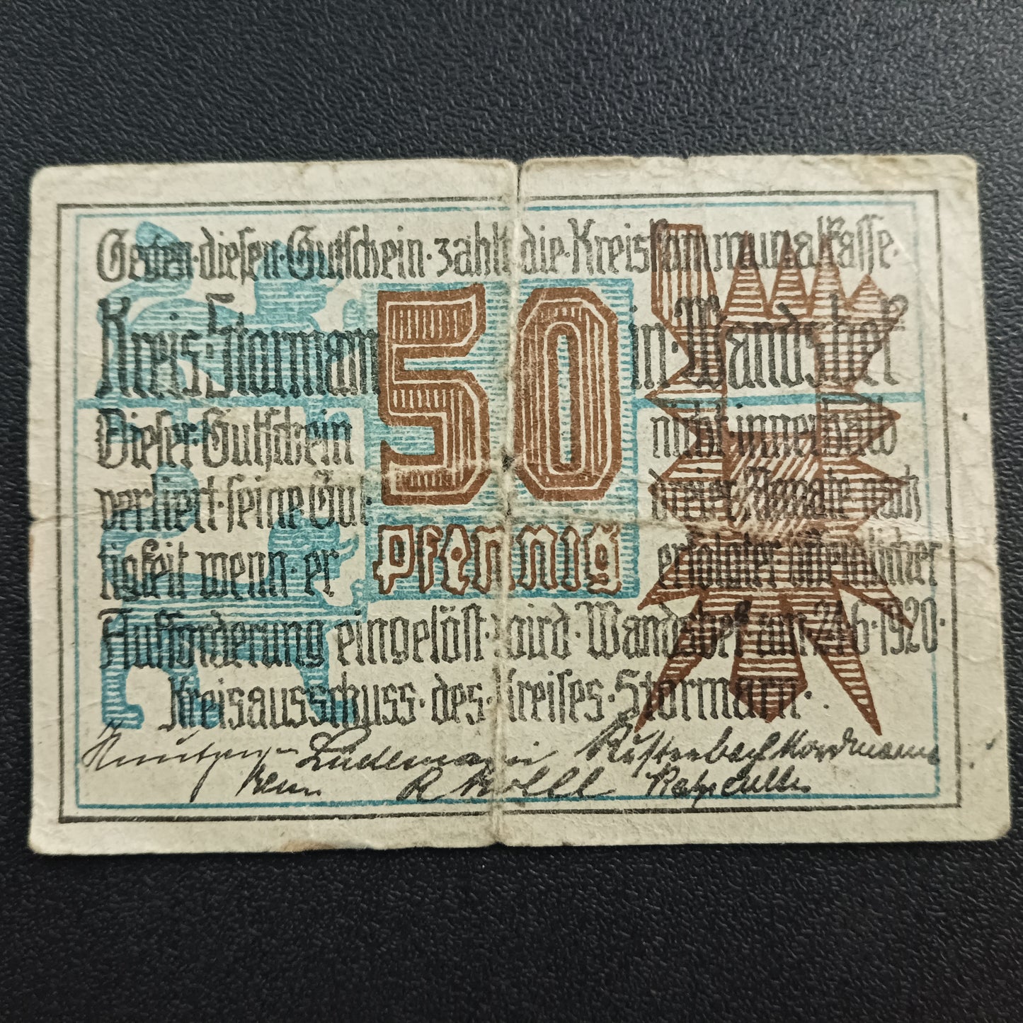 50 Pfennigs 1920 	District of Stormarn (Prussian province of Schleswig-Holstein) - German Notgeld (Ref : AUC0733)