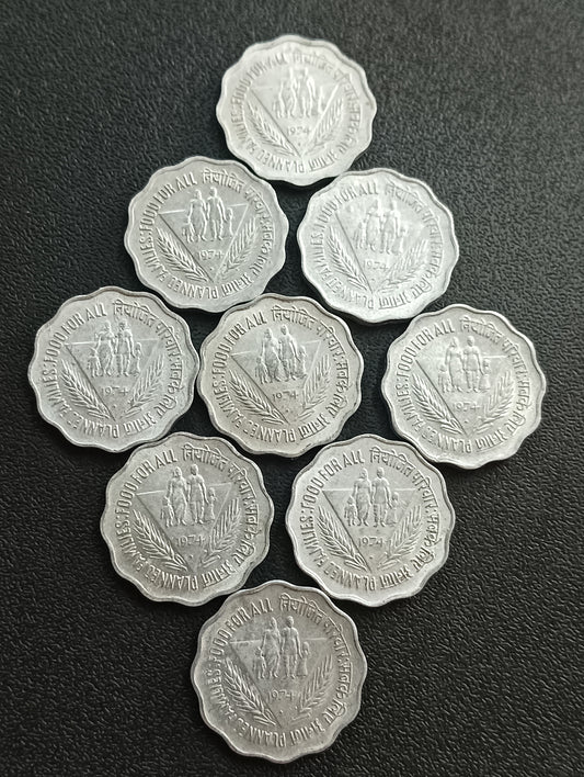 Lot of 9 High Grade Coins - 10 Paise Planned Families Bombay Mint - (Ref : AUC0782)