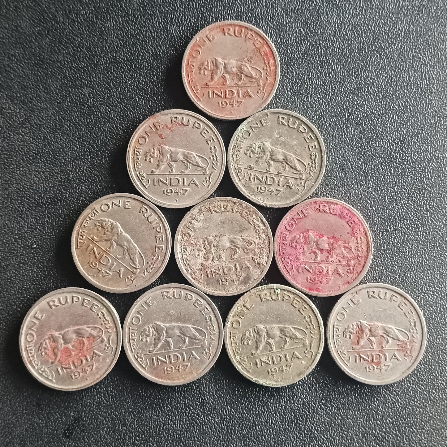 Lot of 10 Coins - 1 Rupee 1947 George VI (Ref : AUC0969)