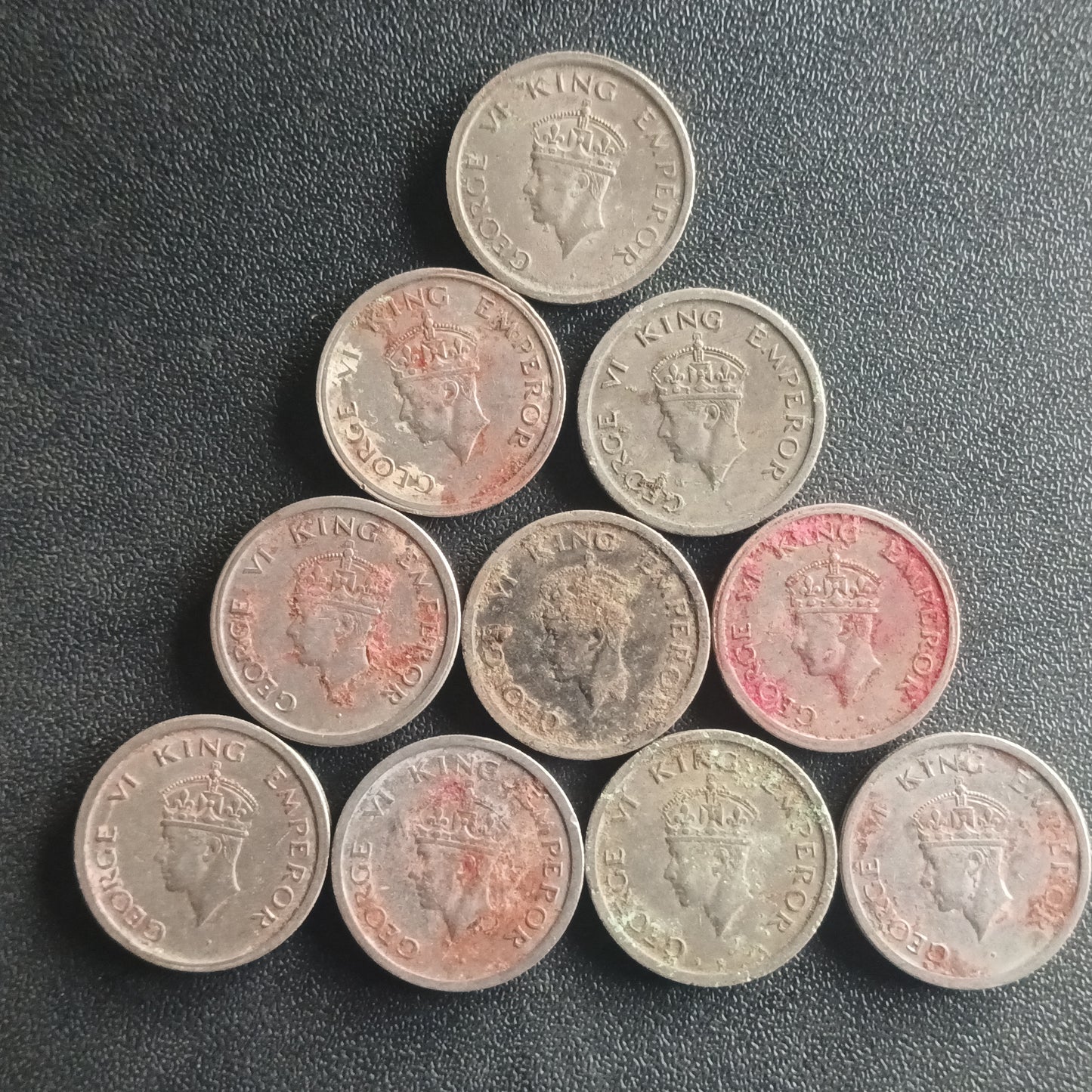 Lot of 10 Coins - 1 Rupee 1947 George VI (Ref : AUC0969)
