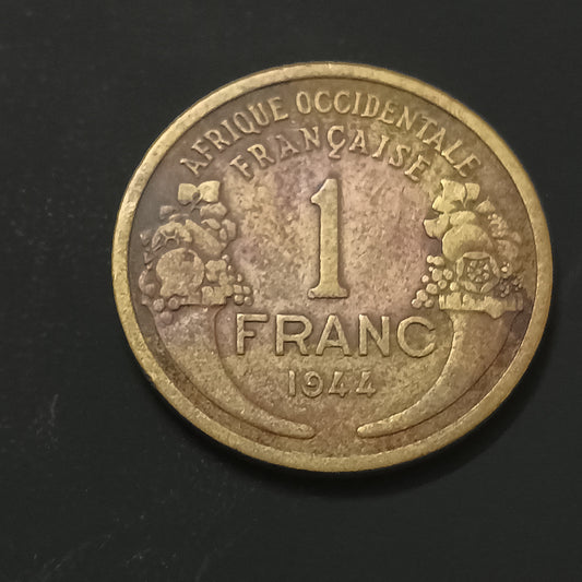 1 Franc 1944 (Scarce) - French West Africa ( Ref : AUC1311)