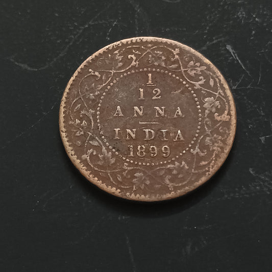 1/12 Anna 1899 Victoria Scarce - (Ref : AUC1316)