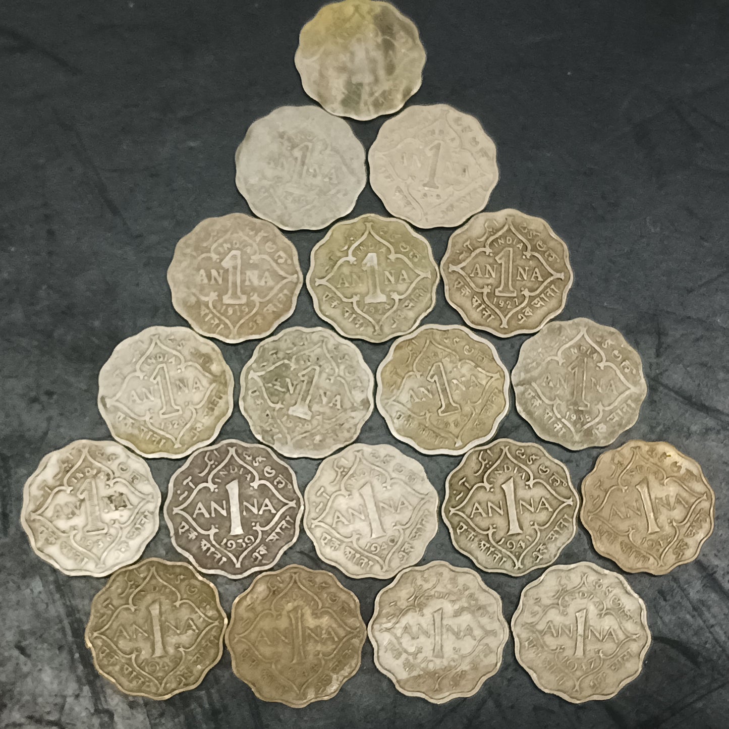 Lot of 19 Coins - All Different Years 1 Anna George 5 & George 6 - (1912/17/18/19/24/27/28/29/34/35/36/39/40/41/42/43/44/46/47)(Ref : AUC1455)