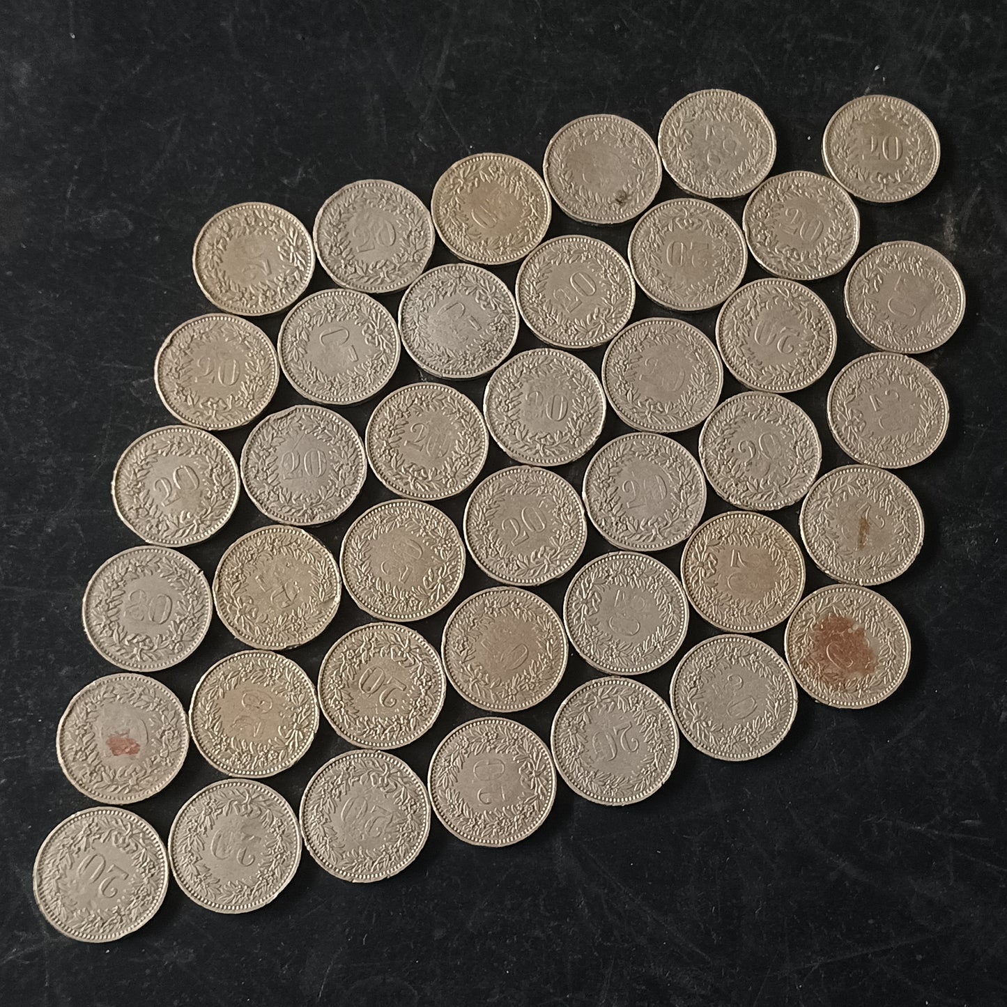 Lot of 40 Coins - 20 Rappen Mixed Years Switzerland (Ref : AUC1817)