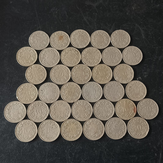 Lot of 35 Coins - 10 Rappen Mix Years Switzerland (Ref : AUC1818)