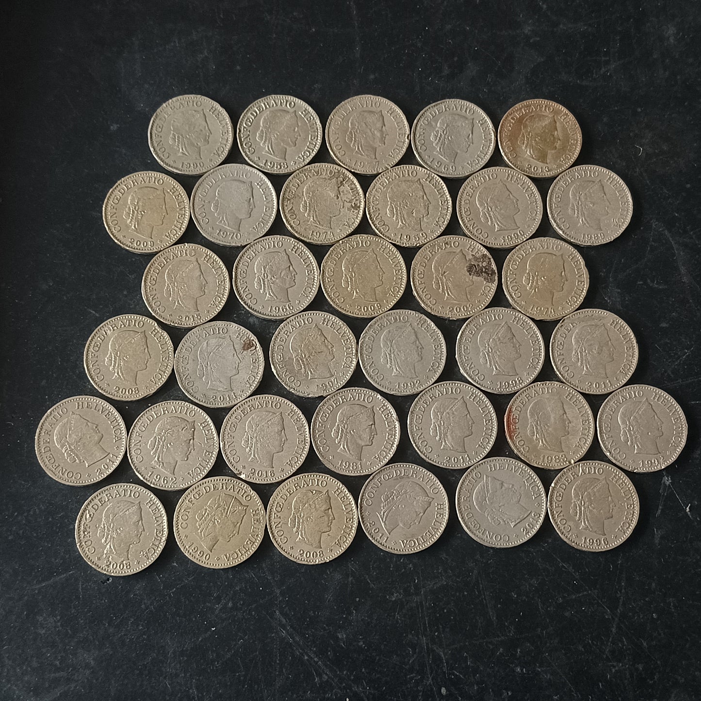 Lot of 35 Coins - 10 Rappen Mix Years Switzerland (Ref : AUC1818)