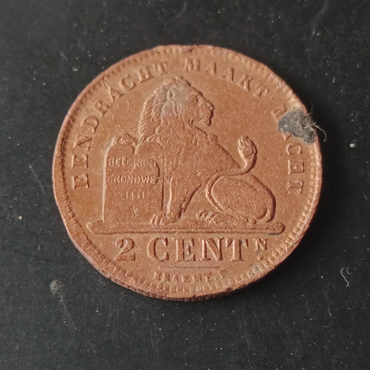 2 Centimes - Albert I (Dutch text) 1919 - Belgium (Ref : AUC1820)
