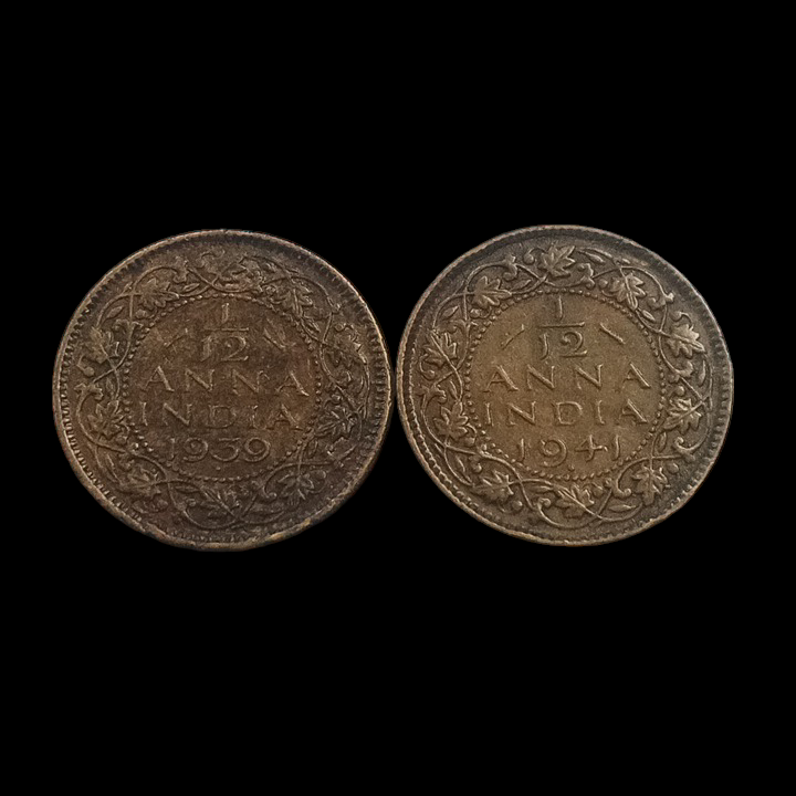 1/12 Anna 1939B & 1941B - Set of 2 Coins