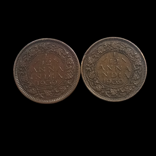 1/12 Anna 1939 Bombay & Calcutta - Set of 2 Coins