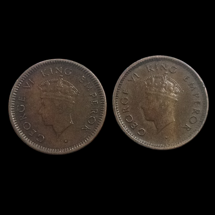 1/12 Anna 1939 Bombay & Calcutta - Set of 2 Coins