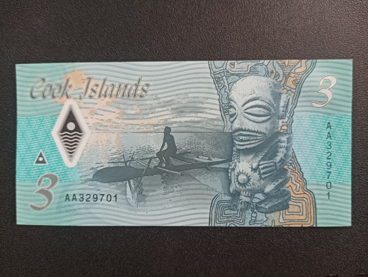 3 Dollars 2021 UNC Polymer Note - Cook Islands