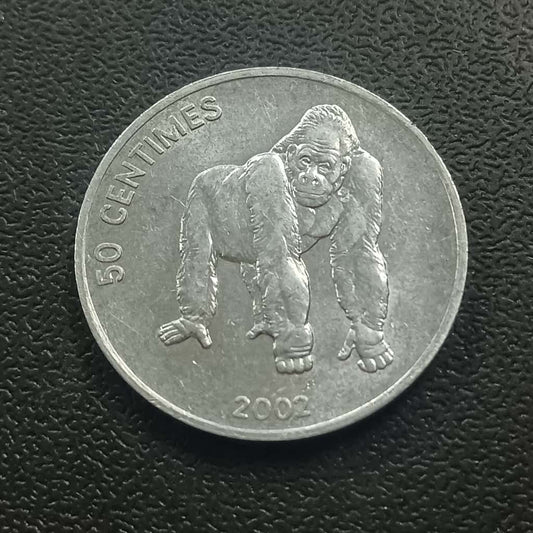 50 Centimes 2002 AUNC (Gorilla) - Congo