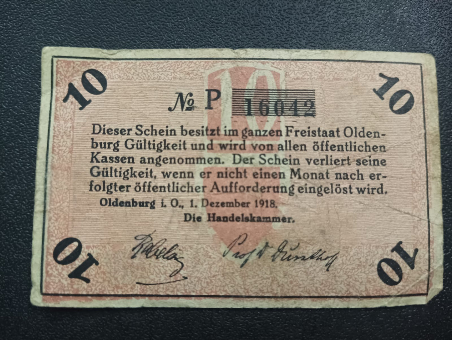 10 Pfennigs 1918 -	City of Oldenburg in Oldenburg (Federal state of Oldenburg) - German Notgeld (Ref : AUC0706)