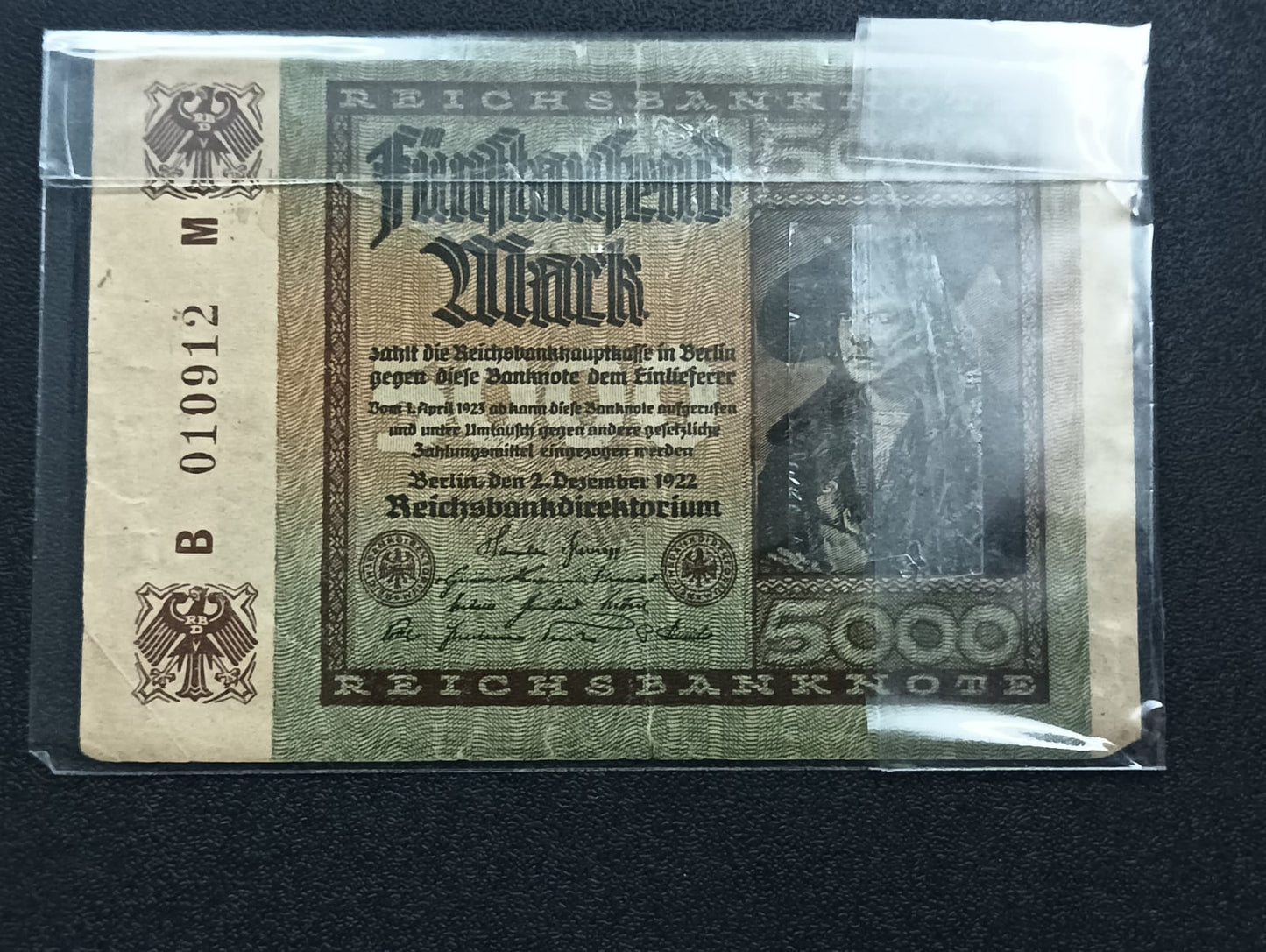 5000 Mark 1922 (Reichsbanknote) - (Ref : AUC0774)