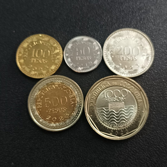 Set of 5 UNC Coins - Colombia (50/100/200/500/1000 Pess)