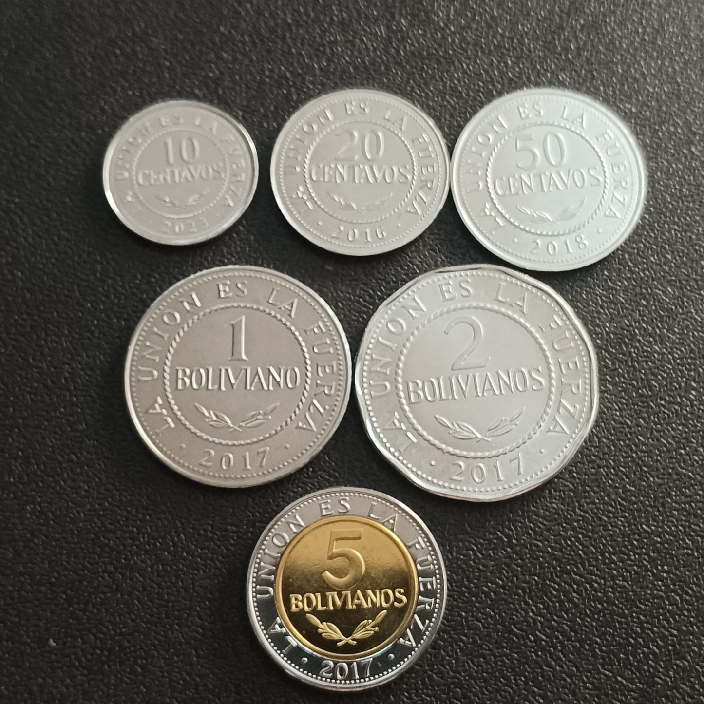 Set of 6 UNC Coins - Bolivia (10/20/50 centavos & 1/2/5 Bolivianos)