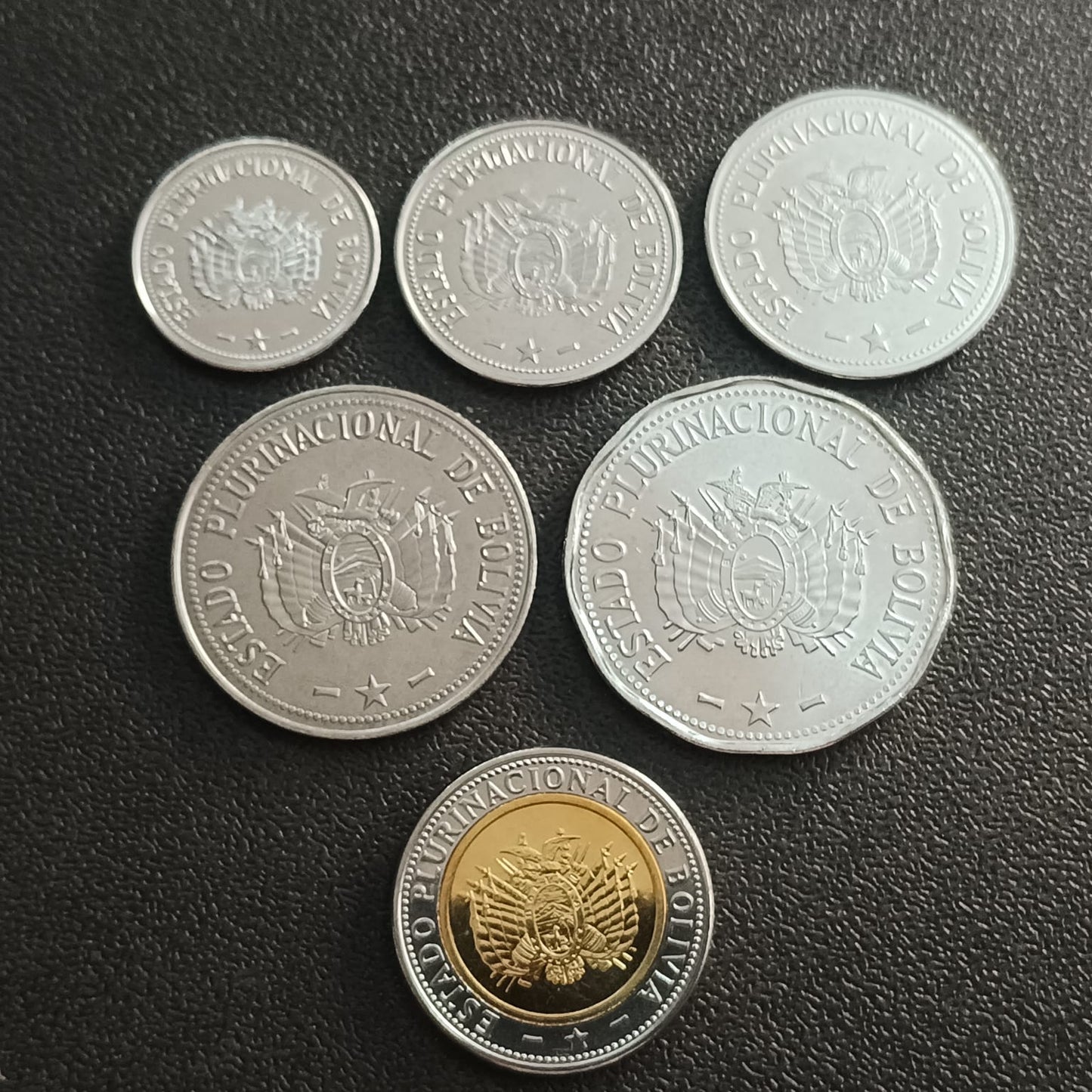 Set of 6 UNC Coins - Bolivia (10/20/50 centavos & 1/2/5 Bolivianos)