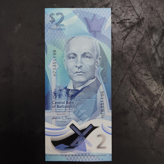 2 Dollars 2022 UNC Polymer - Barbados
