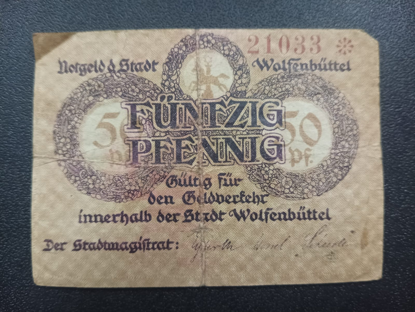 50 Pfennig 1918 -	City of Wolfenbüttel (Federal state of Brunswick) - German Notgeld ( Ref : AUC0708)