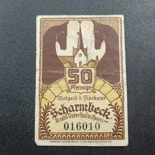 50 Pfennigs 1920 (German Notgeld)Town of Scharmbeck (Prussian province of Hanover) - Germany (Ref : AUC0764)