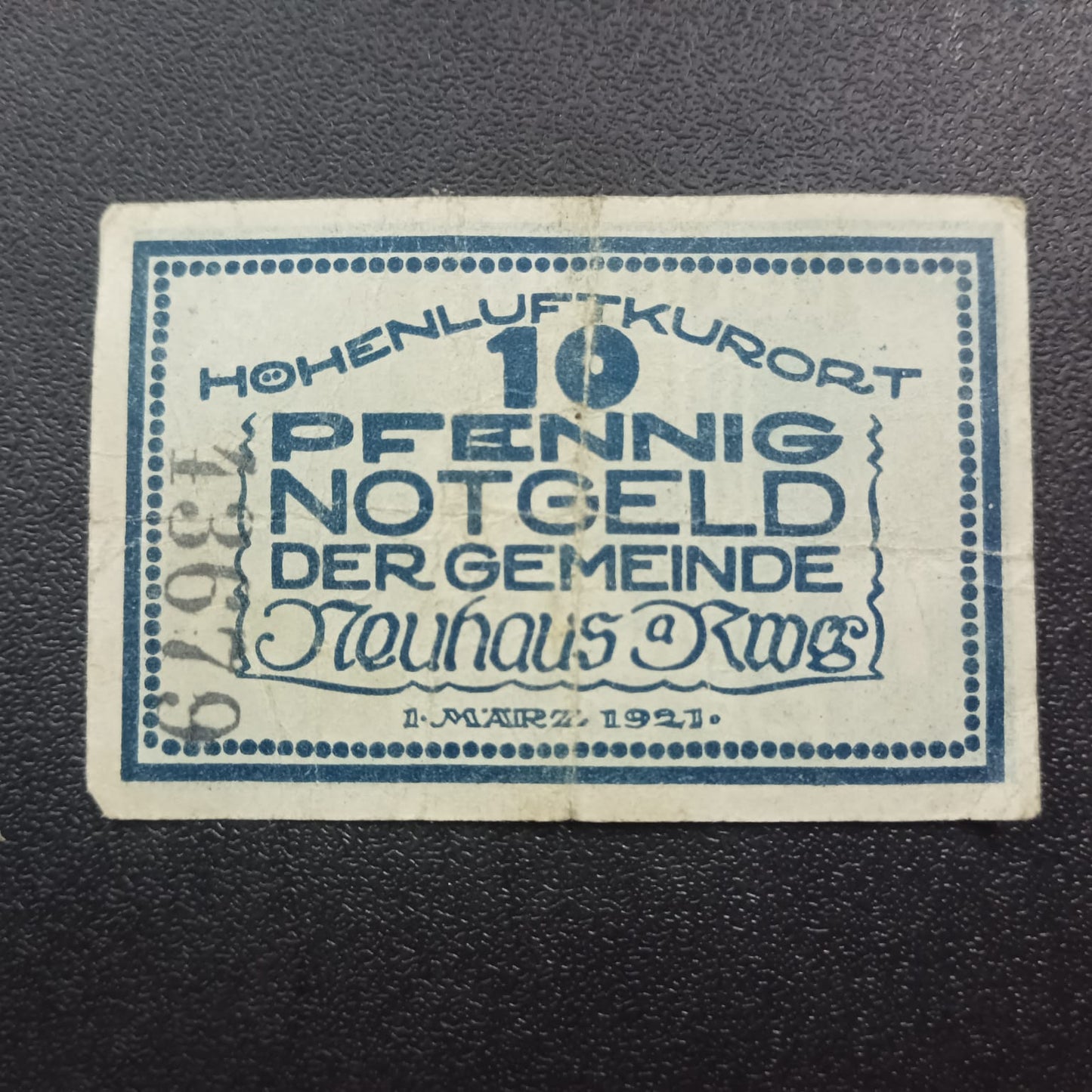 10 Pfennigs 1921 -Municipality of Neuhaus am Rennweg (Thuringia) (Federal state of Thuringia - German Notgeld (Ref : AUC0765)