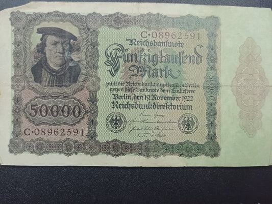 50000 Mark  1922 Reichsbanknote;- Germany (Ref : AUC0776)