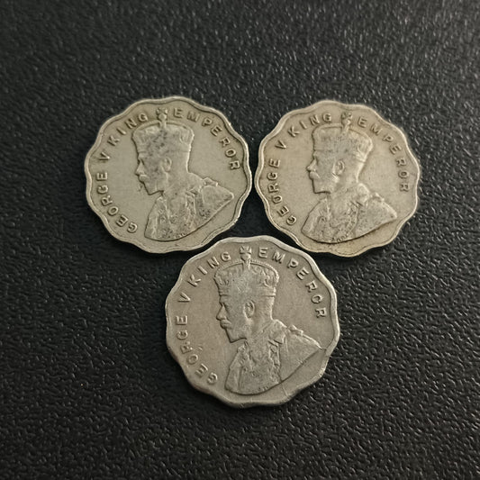 Lot of 3 Coins - 1 Anna George V (scarce ) - (Ref : AUC0797)