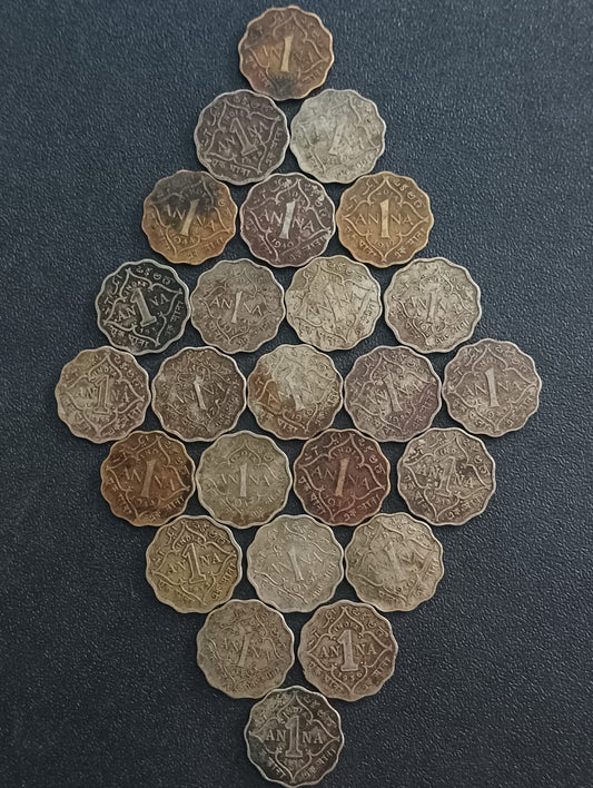 Lot of 25 Coins - 1 Anna G5/G6 Mix Years (Ref : AUC0990)