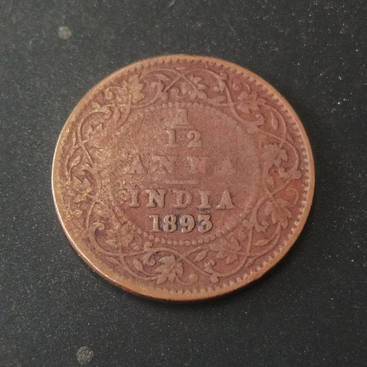 1/12 Anna 1893 Victoria Scarce (Ref : AUC1369)