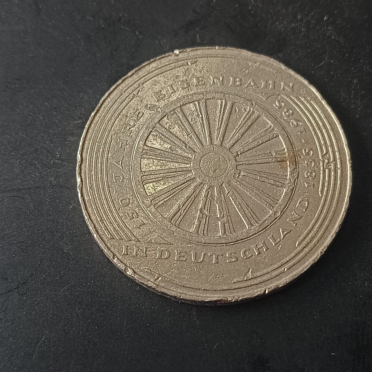 5 Deutsche Mark 1975 (150th anniversary of the german railroads (Eisenbahn)) - Germany (Ref: AUC1851)