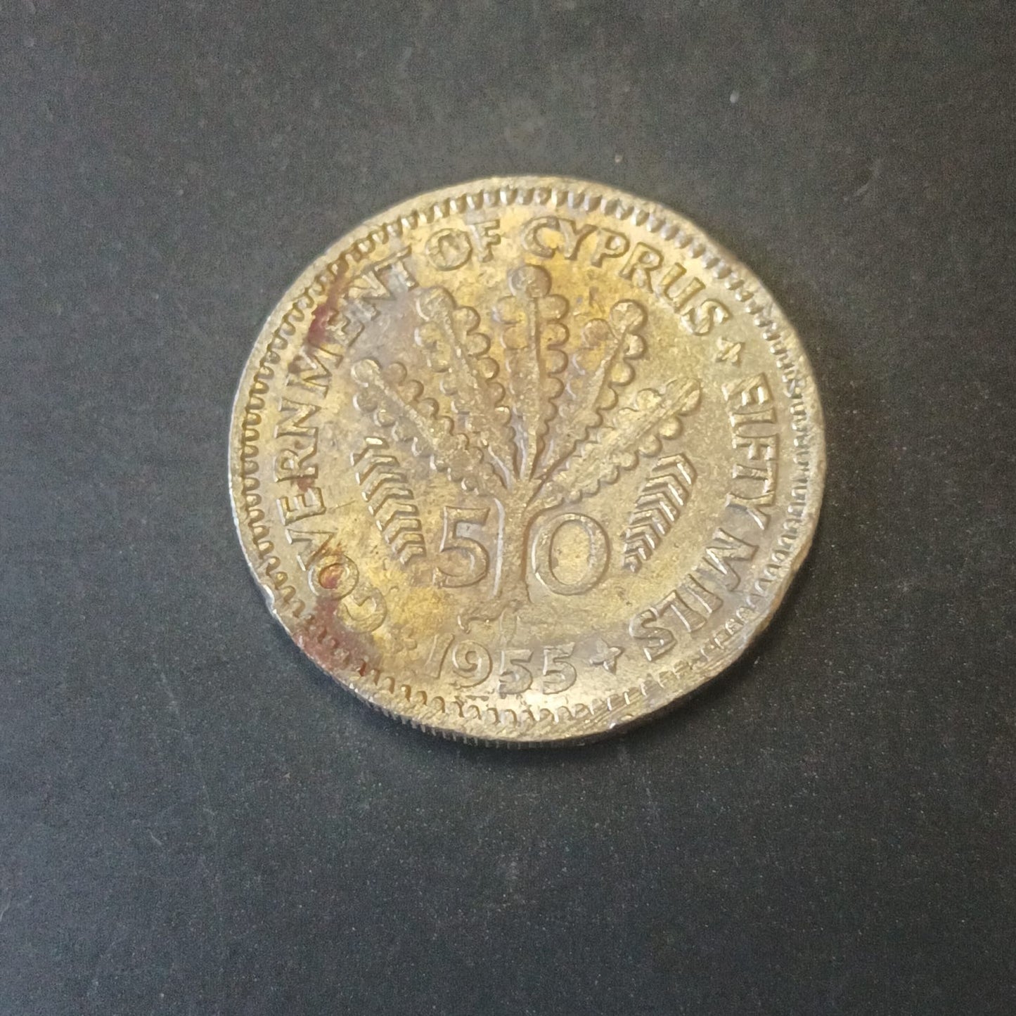 50 Mils 1955 - Elizabeth II 1st portrait - Cyprus (Ref: AUC1861)