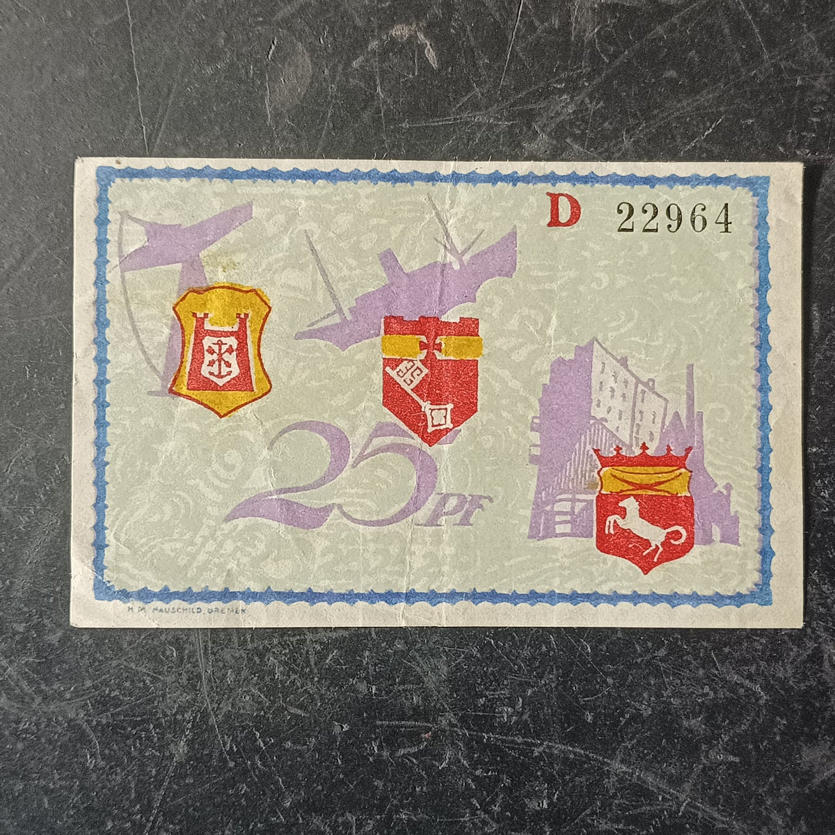25 Pfennigs 1921 - Cities of Bremerhaven, Lehe and Geestemünde (Federal state of Bremen) -German Notgeld (Ref: AUC1954)