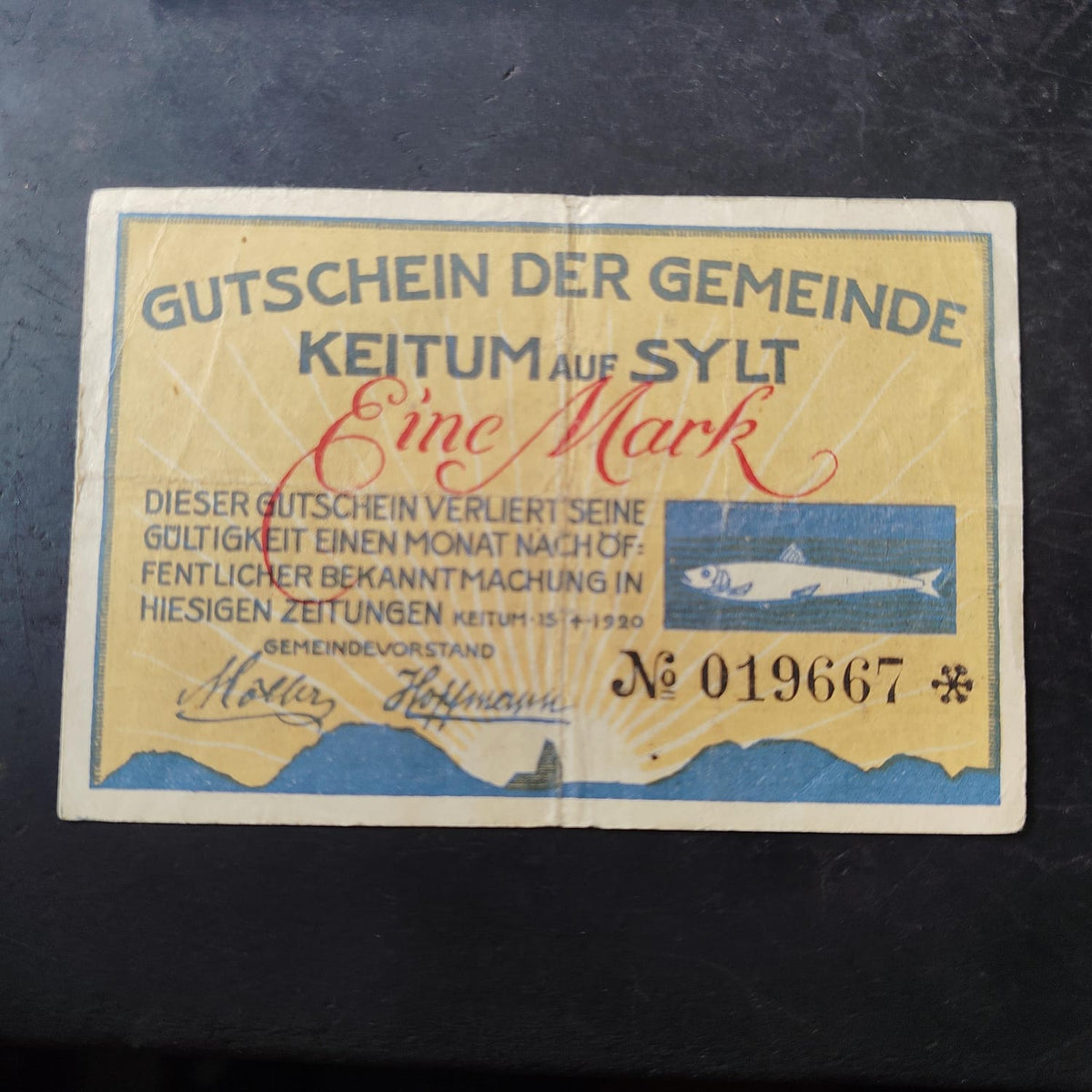 1 Mark 1920 Muncipality Of Keitum ( Prussian Province of Schleswig-Holstein ) German Notgeld (Ref : AUC1981)