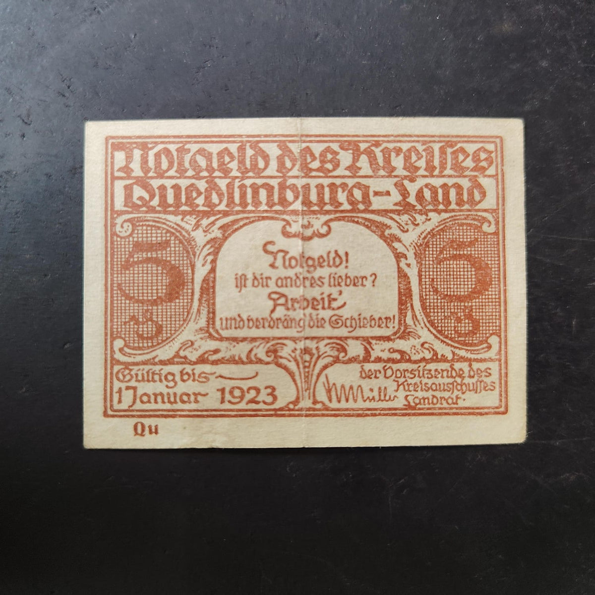 5 Pfennig 1921 District of Quedlinburg-Land (Prussian province of Saxony German Notgeld (Ref : AUC1982)