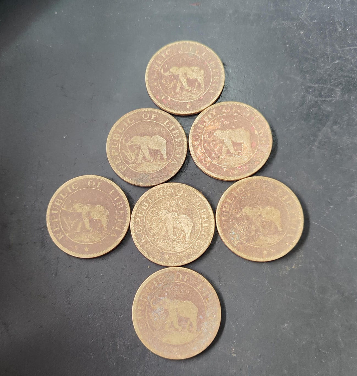 Lot of 7 Coins 2 Cents Liberia (Scarce) (Ref : AUC1985)