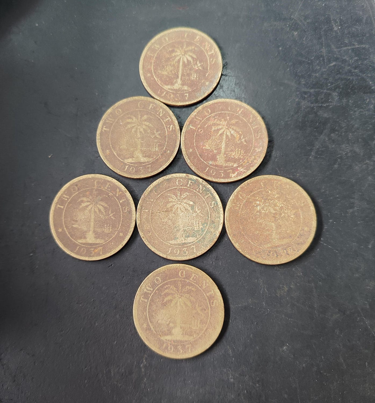 Lot of 7 Coins 2 Cents Liberia (Scarce) (Ref : AUC1985)