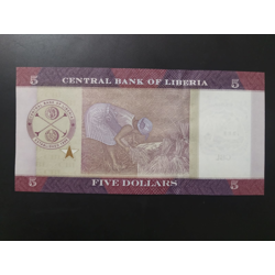 5 Dollars 2016 UNC - Liberia