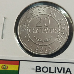 20 Centavos 2012 UNC - Bolivia