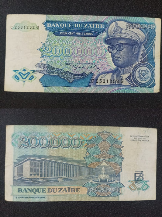 200000 Zaires 1992 Scarce - Zaire