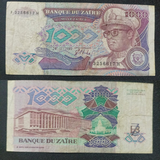 1000 Zaire 1989 Scarce - Zaire