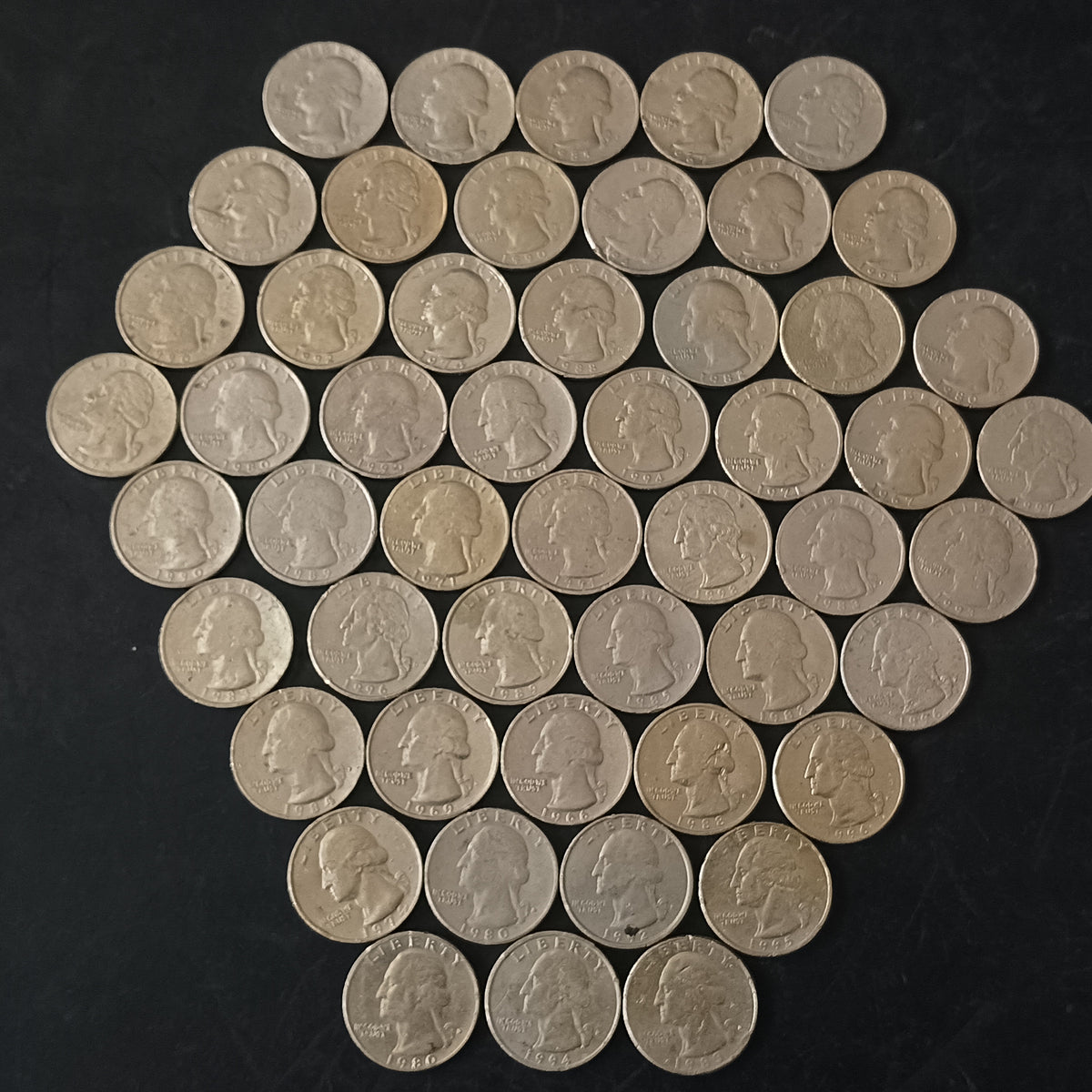Lot of 51 Coins - 1/4 Dollar U.S.A. Mix Year (Ref: AUC1923)