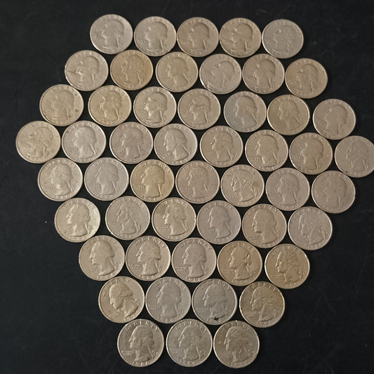 Lot of 51 Coins - 1/4 Dollar U.S.A. Mix Year (Ref: AUC1923)