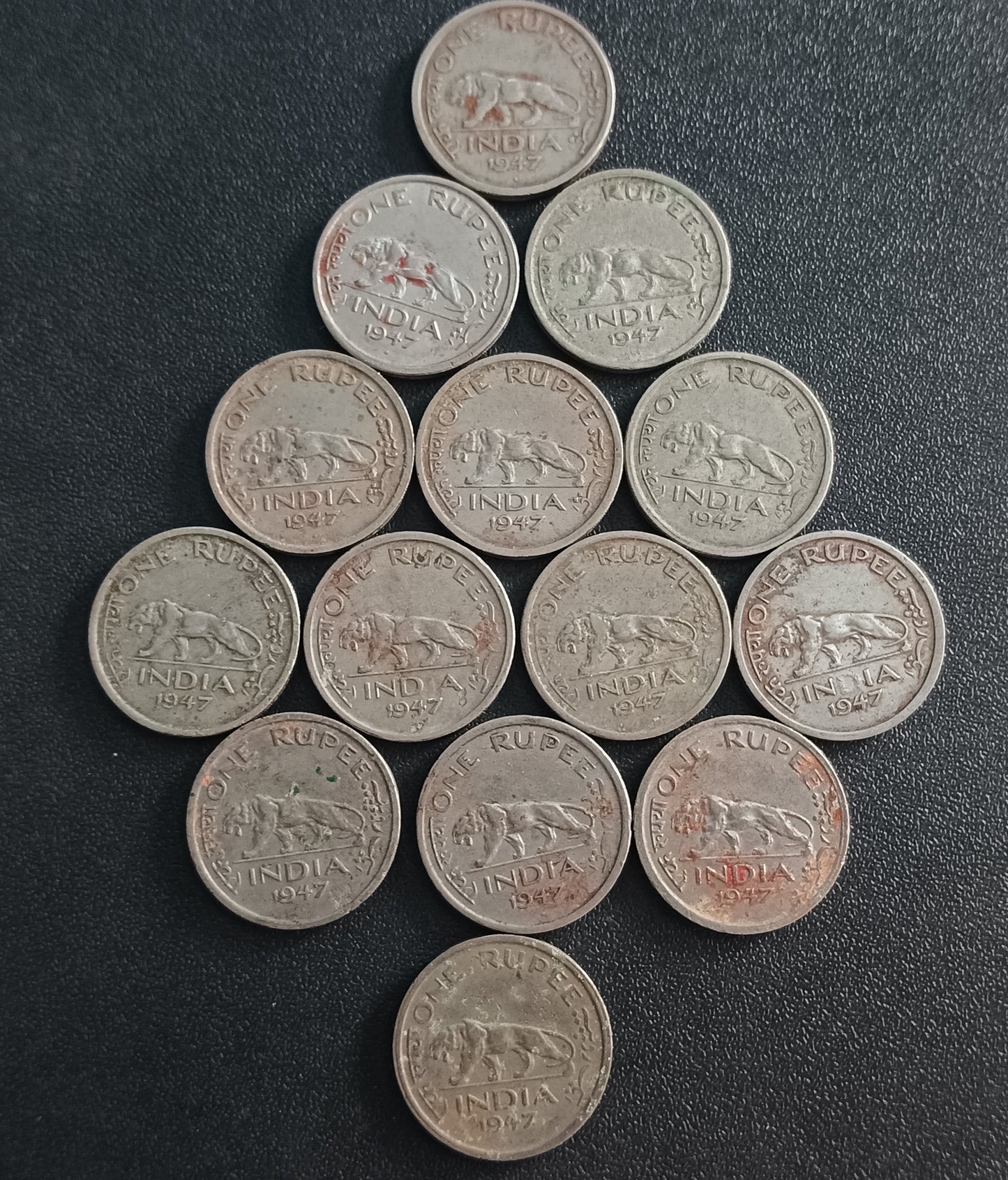 Lot of 14 Coins - 1 Riupee 1947 (Tiger Rupee) - (Ref : AUC0973)