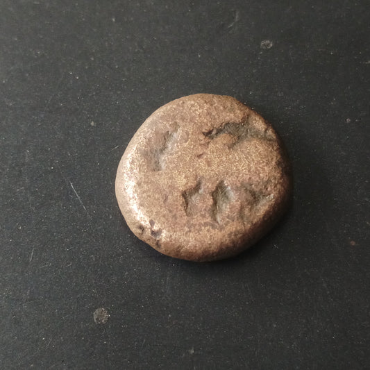 1 Kasu - Krishna Devaraya (1509-1529) - Bull Facing Left - 	Empire of Vijayanagara (Ref : AUC1594)