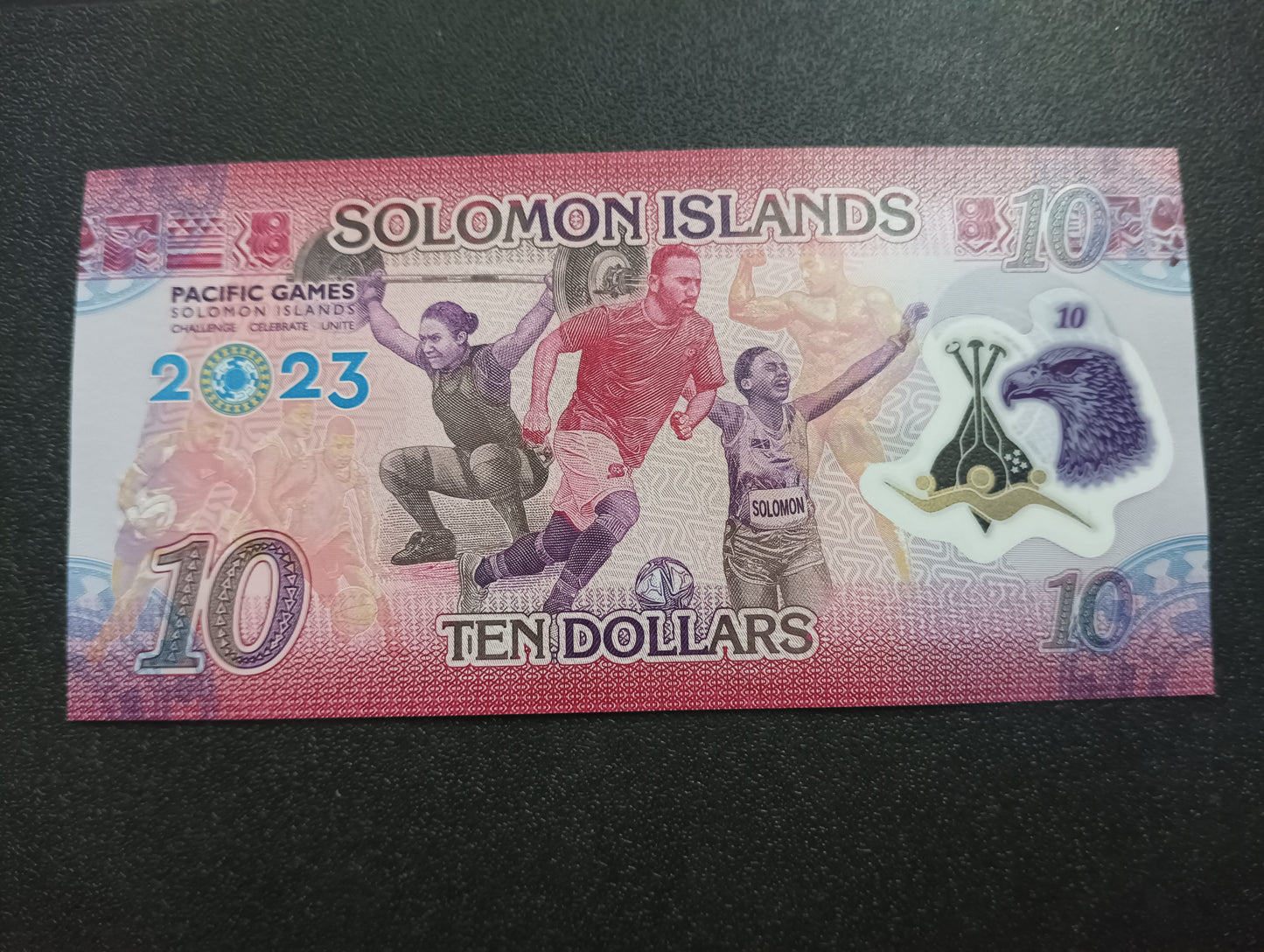 10 Dollars 2023 UNC Polymer (17th Pacific Games in Honiara) - Solomon Islands : Circulating Commemorative Note