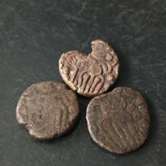 Lot of 3 Coins - 1 Massa (985 AD) - Rajendra Chola I-  Chola Dynasty (Ref : AUC1435)