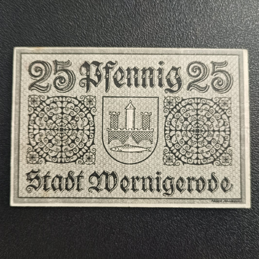 25 Pfennigs 1918 -City of Wernigerode (Prussian province of Saxony) -German Notgeld (Ref: AUC0729)