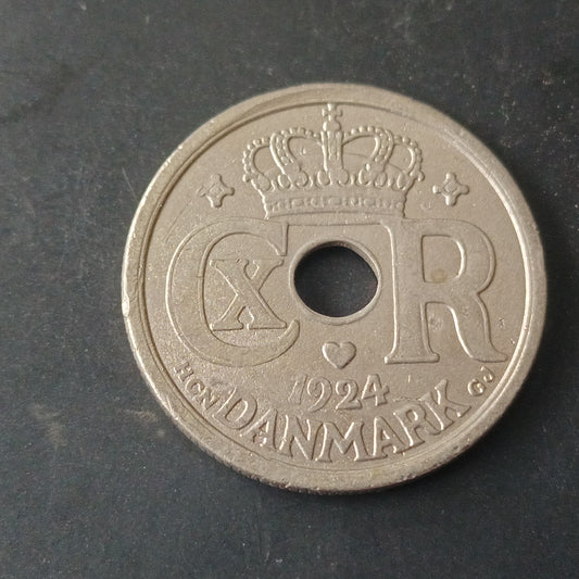 25 Øre 1924- Christian X  - Denmark (Ref: AUC1917)