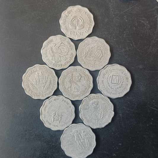 Set of 9 Different 10 Paise Commemorative Coins (VF condition)
