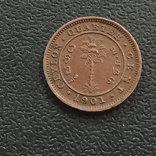 1/4 Cent 1901 Victoria XF Scarce - Ceylon  (Ref : AUC0717)